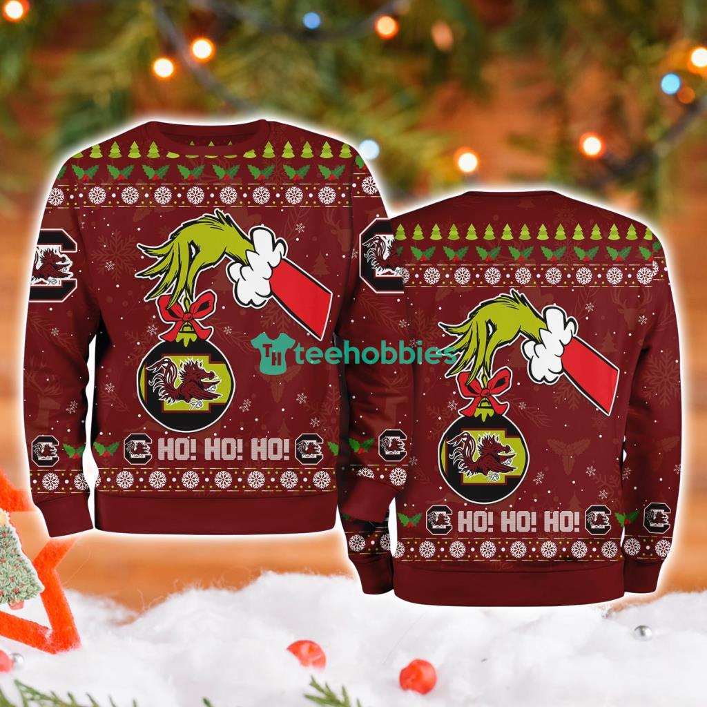 South Carolina Gamecocks Ncaa Grinch Hand Ugly Christmas Sweater 3D image South Carolina Gamecocks Ncaa Grinch Hand Ugly Christmas Sweater 3D Product Photo 1