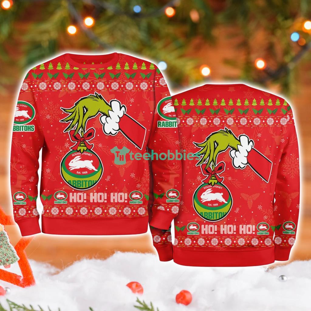 South Sydney Rabbitohs Nrl Grinch Hand Ugly Christmas Sweater 3D image South Sydney Rabbitohs Nrl Grinch Hand Ugly Christmas Sweater 3D Product Photo 1