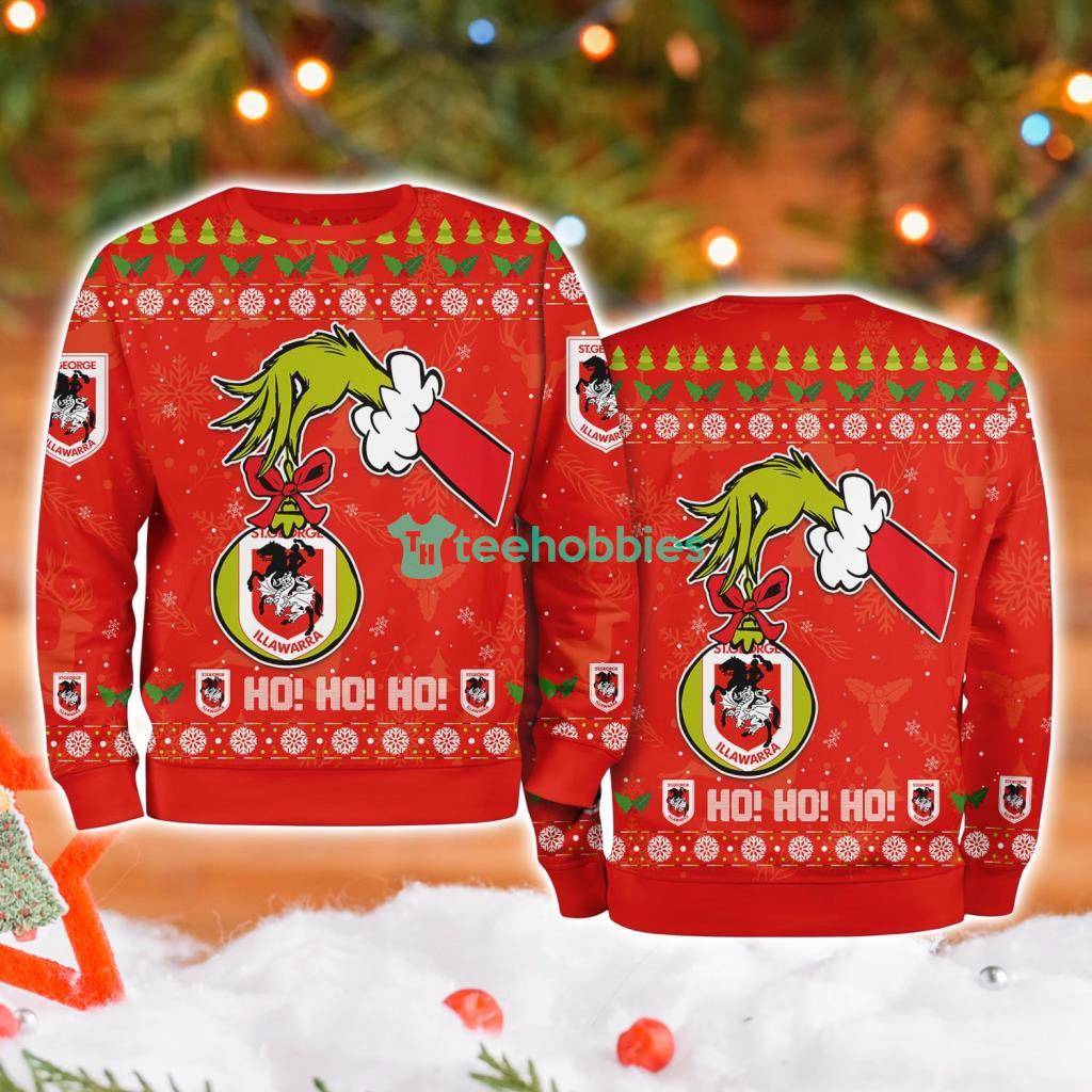 St George Illawarra Dragons Nrl Grinch Hand Ugly Christmas Sweater 3D image St George Illawarra Dragons Nrl Grinch Hand Ugly Christmas Sweater 3D Product Photo 1