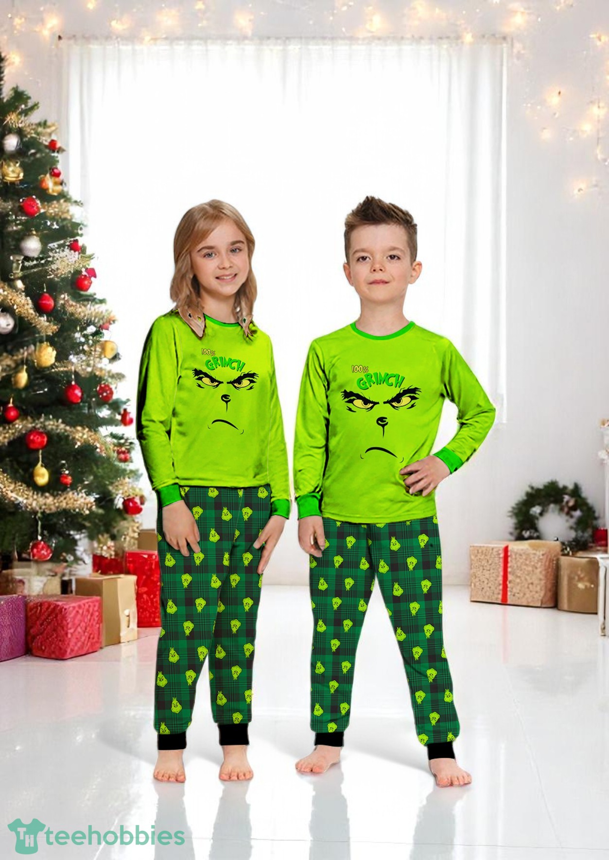 100 Percent Gricnh Merry Christmas Couple Family Matching Pajamas Set 100 Percent Gricnh Merry Christmas Couple Family Matching Pajamas Set Product Photo 2