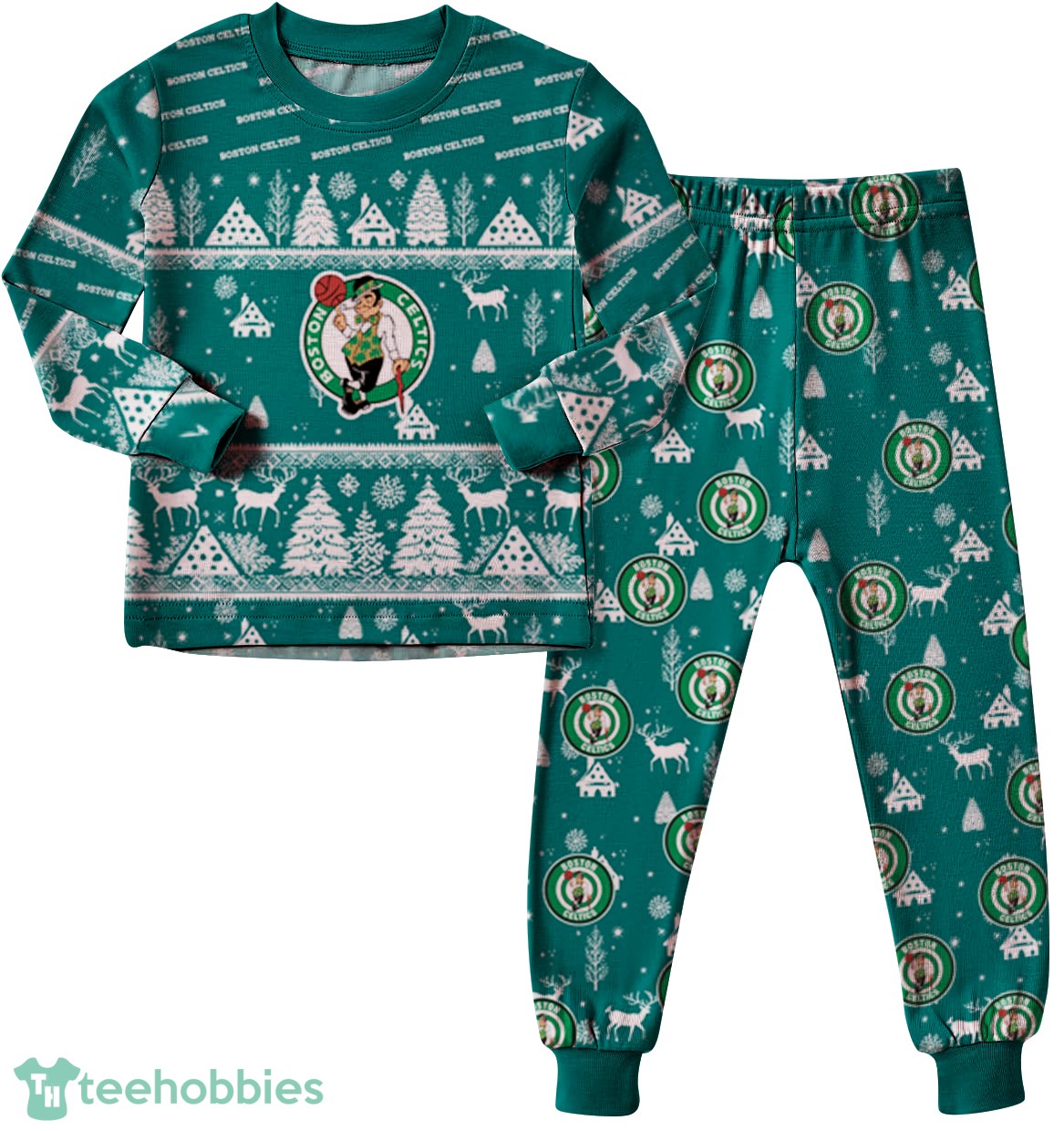 Boston Celtics Christmas Pattern Family Matching Pajamas Sets Best Gift For Christmas image Boston Celtics Christmas Pattern Family Matching Pajamas Sets Best Gift For Christmas Product Photo 4