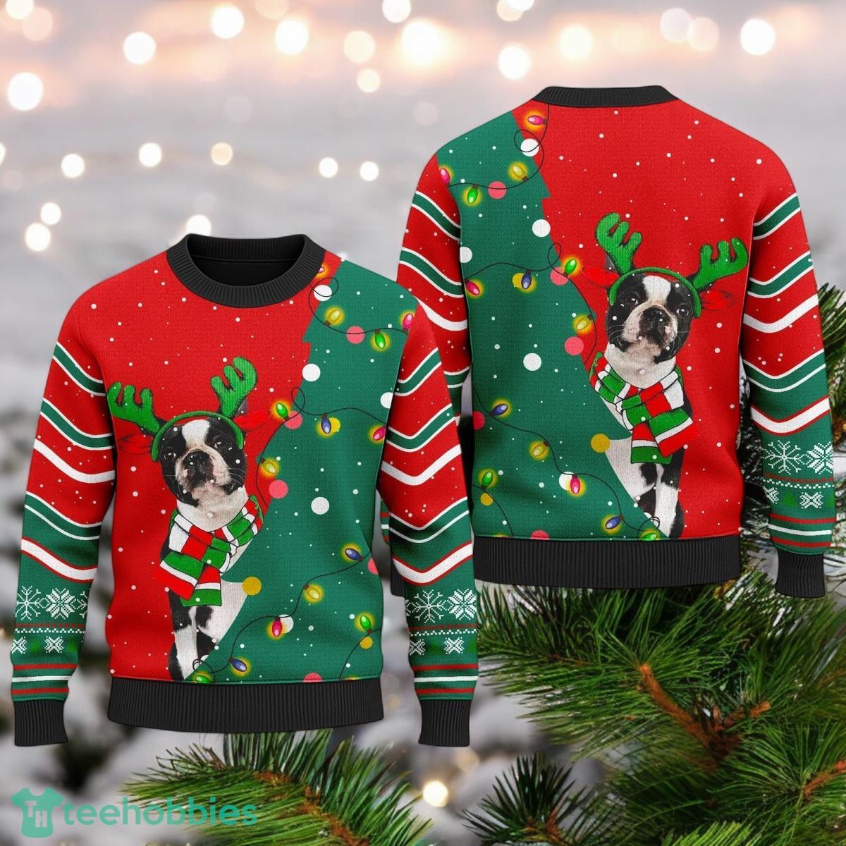 Boston Terrier Christmas Ugly Sweater Boston Terrier Xmas Holiday Gift Cozy Christmas Ugly Sweater image Boston Terrier Christmas Ugly Sweater Boston Terrier Xmas Holiday Gift Cozy Christmas Ugly Sweater Product Photo 1
