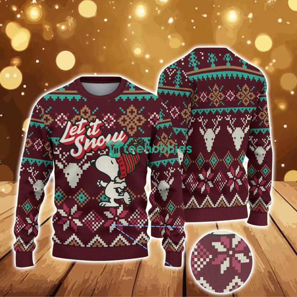 burgundy-fair-isle-ugly-christmas-sweater-snoopy-in-beanie-with-reindeer-and-snowflake-pattern.jpg Burgundy Fair Isle Ugly Christmas Sweater – Snoopy In Beanie With Reindeer And Snowflake Pattern Product Photo 1