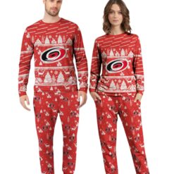 Carolina Hurricanes Christmas Pattern Family Matching Pajamas Sets Best Gift For Christmas image Carolina Hurricanes Christmas Pattern Family Matching Pajamas Sets Best Gift For Christmas Product Photo 3