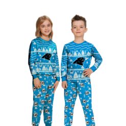 Carolina Panthers Christmas Pattern Family Matching Pajamas Sets Best Gift For Christmas image Carolina Panthers Christmas Pattern Family Matching Pajamas Sets Best Gift For Christmas Product Photo 2