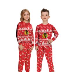 Chicago Blackhawks Christmas Pattern Family Matching Pajamas Sets Best Gift For Christmas image Chicago Blackhawks Christmas Pattern Family Matching Pajamas Sets Best Gift For Christmas Product Photo 3
