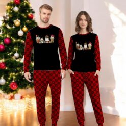 Christmas Coffee Latte Retro Howdy Santa Family Matching Pajama Set image Christmas Coffee Latte Retro Howdy Santa Family Matching Pajama Set Product Photo 2