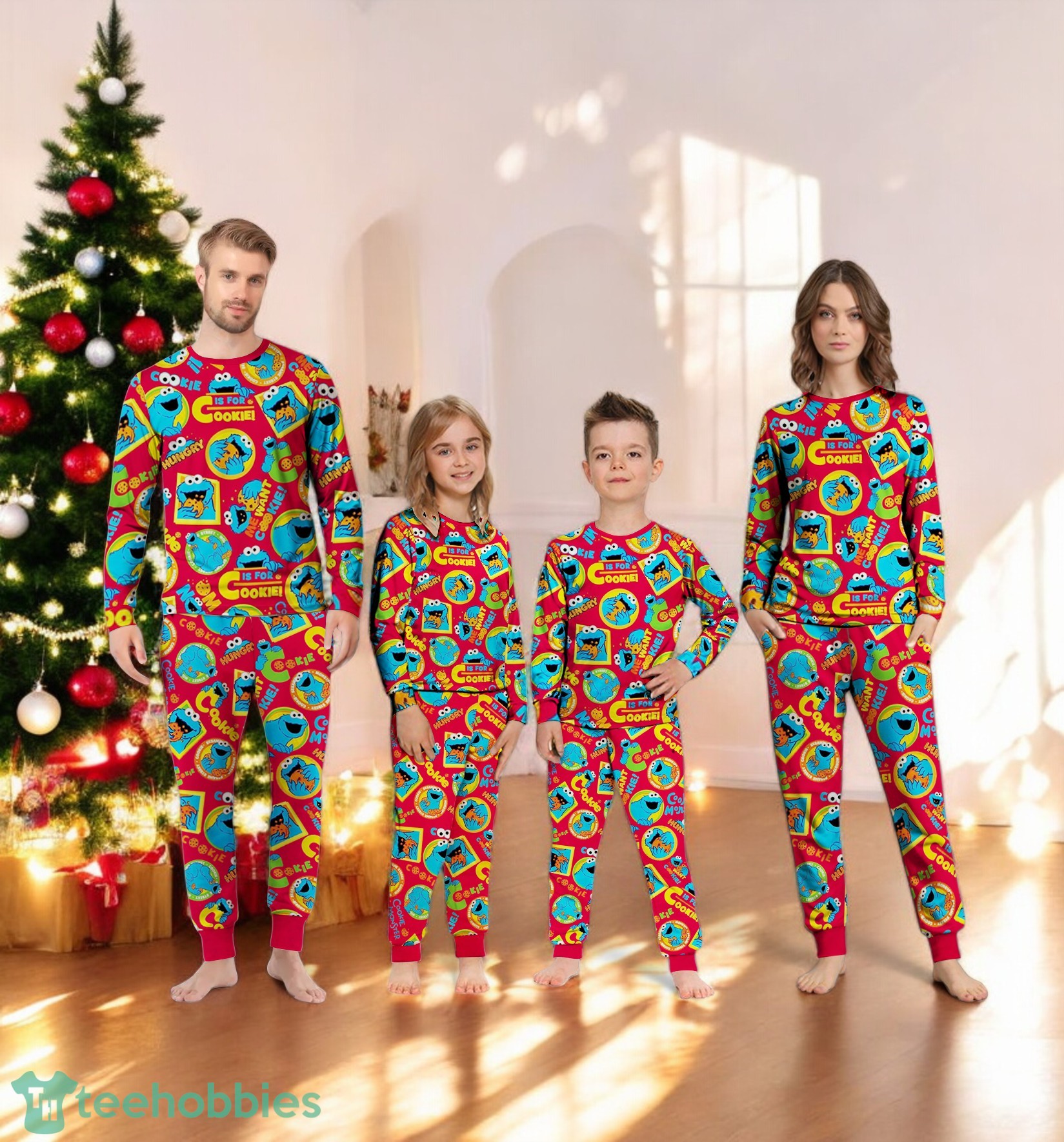 Cookie Monster Christmas Me Want Cookie Family Matching Pajama Se Cookie Monster Christmas Me Want Cookie Family Matching Pajama Se Product Photo 4