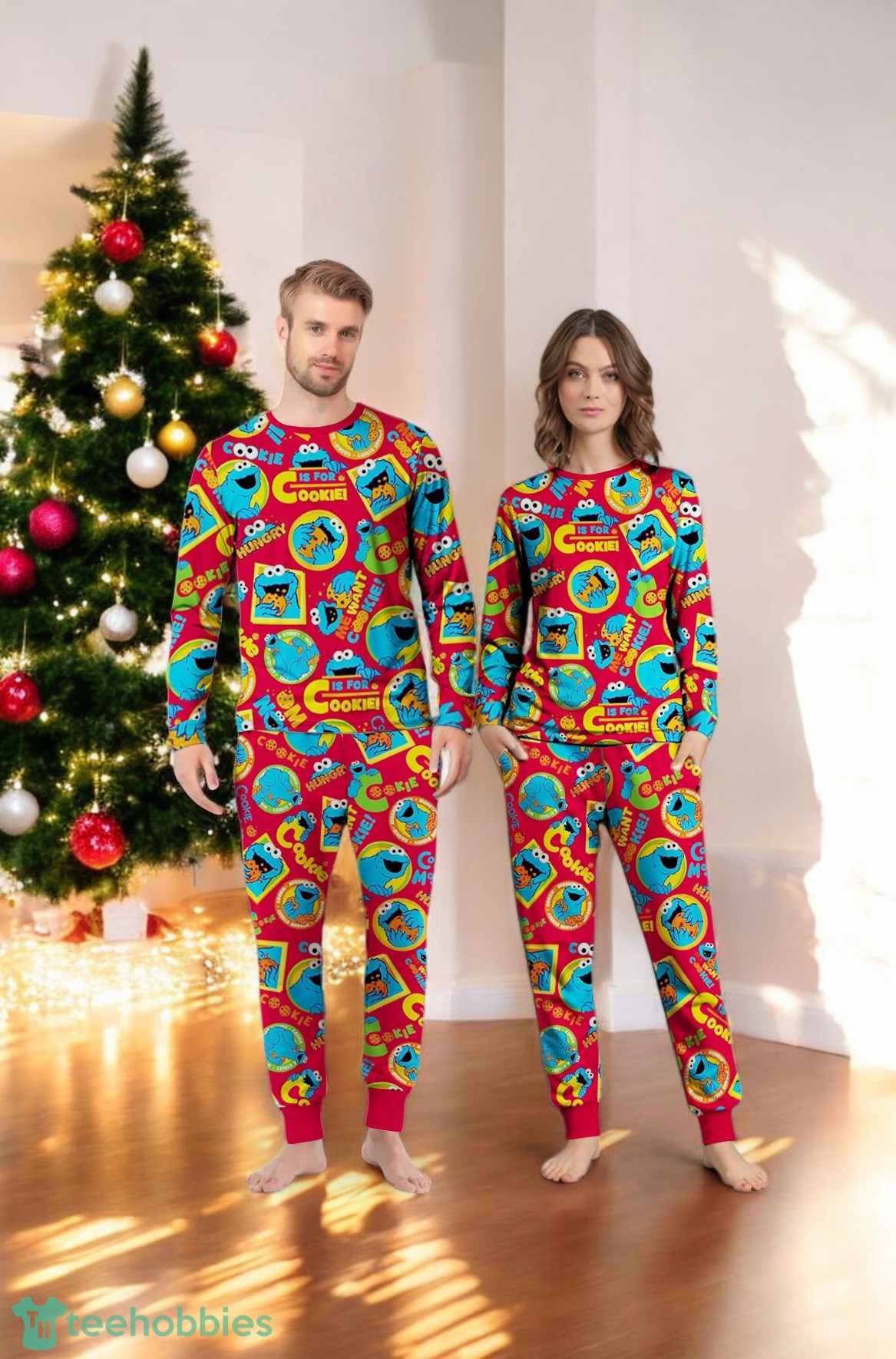 Cookie Monster Christmas Me Want Cookie Family Matching Pajama Se Cookie Monster Christmas Me Want Cookie Family Matching Pajama Se Product Photo 1