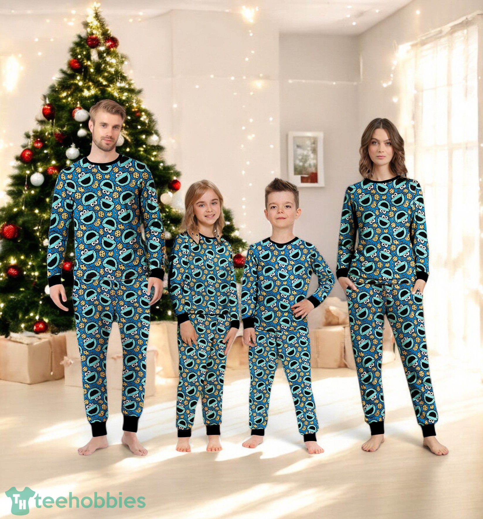 Cookie Monster Pattern Family Matching Pajama Set Cookie Monster Pattern Family Matching Pajama Set Product Photo 1