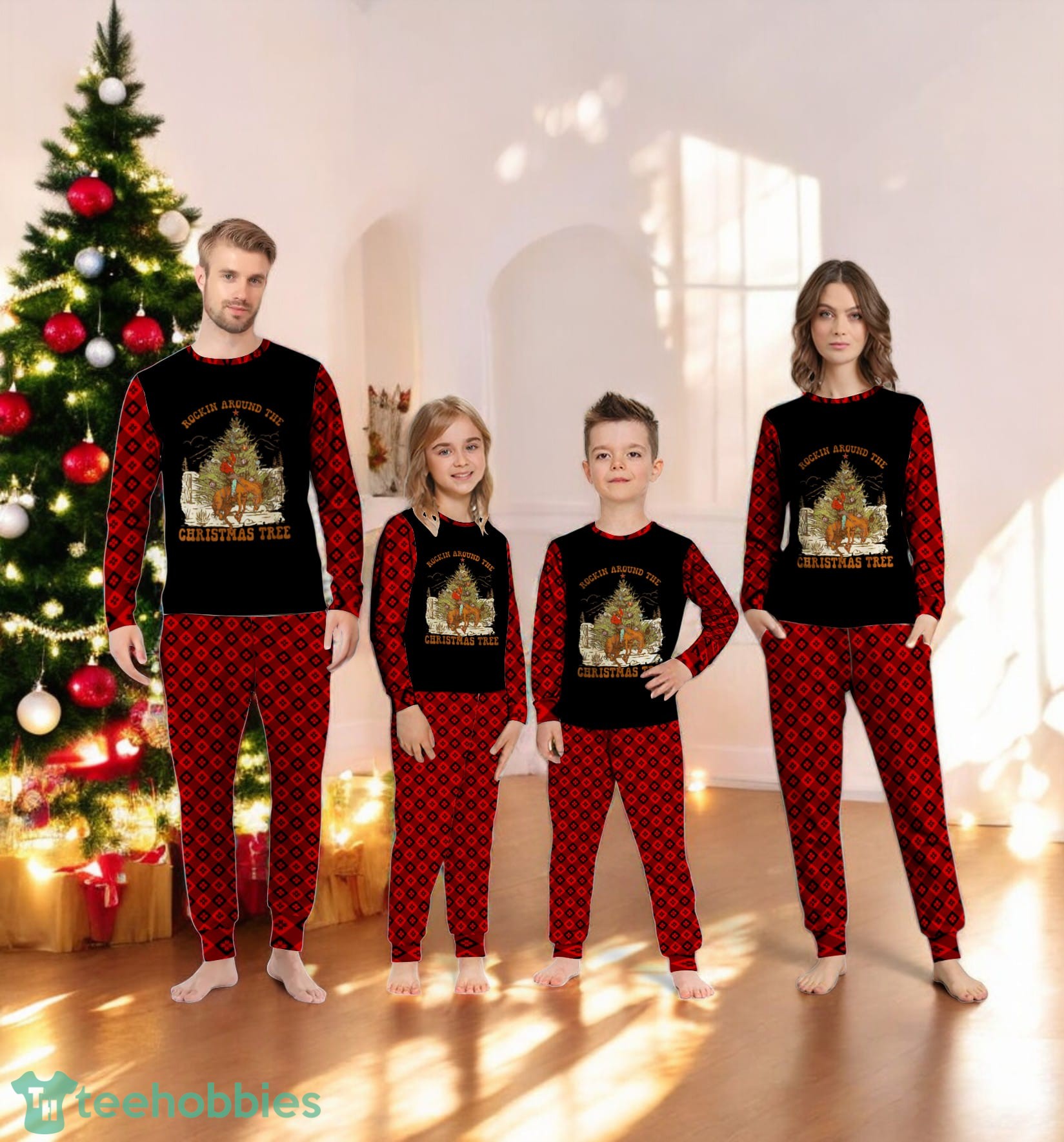 Cowboy Horsing Rocking Around Christmas Tree Family Matching Pajama Set Cowboy Horsing Rocking Around Christmas Tree Family Matching Pajama Set Product Photo 2
