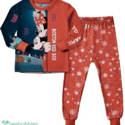 Custom Name Boston Red Sox Cartoon Mouse Couple Christmas Matching Pajamas Set image Custom Name Boston Red Sox Cartoon Mouse Couple Christmas Matching Pajamas Set Product Photo 2