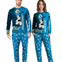 Custom Name Carolina Panthers Cartoon Mouse Couple Christmas Matching Pajamas Set image Custom Name Carolina Panthers Cartoon Mouse Couple Christmas Matching Pajamas Set Product Photo 3