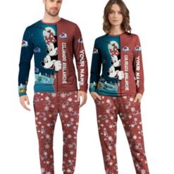 Custom Name Colorado Avalanche Cartoon Mouse Couple Christmas Matching Pajamas Set image Custom Name Colorado Avalanche Cartoon Mouse Couple Christmas Matching Pajamas Set Product Photo 2