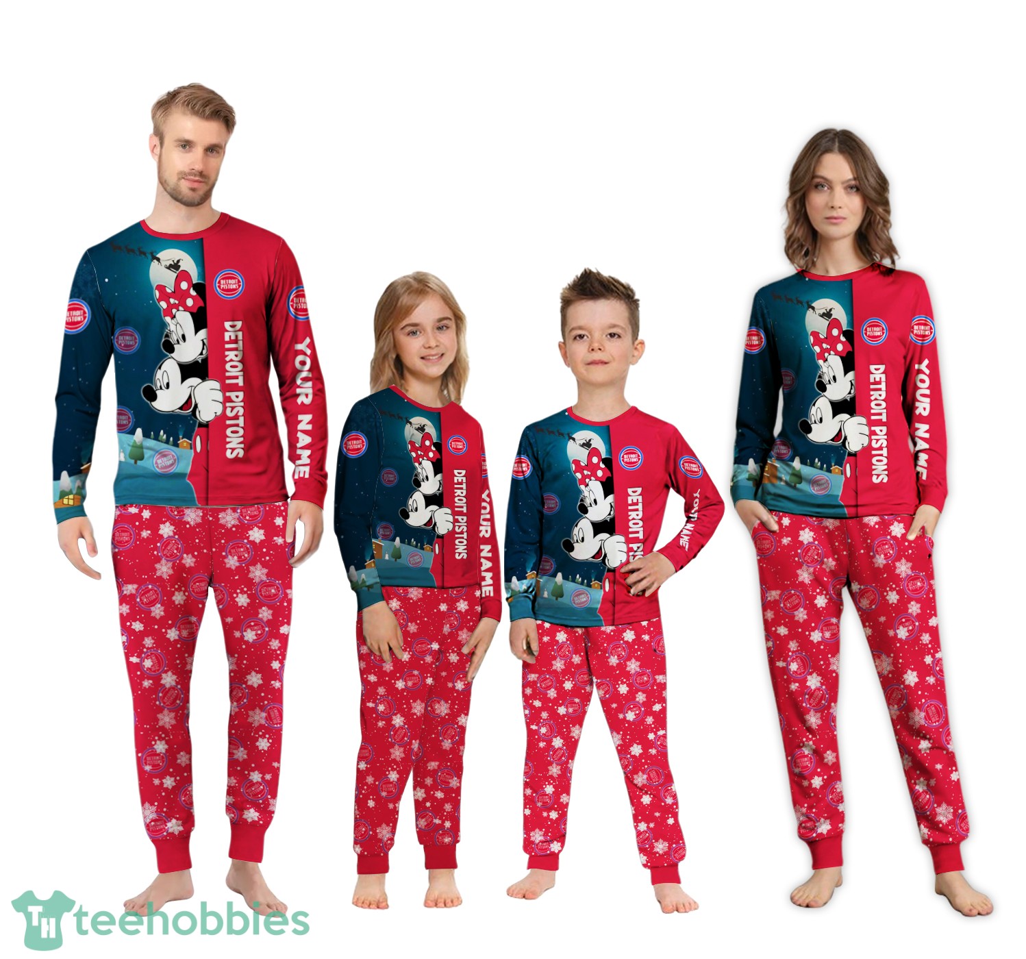 Custom Name Detroit Pistons Cartoon Mouse Couple Christmas Matching Pajamas Set image Custom Name Detroit Pistons Cartoon Mouse Couple Christmas Matching Pajamas Set Product Photo 4