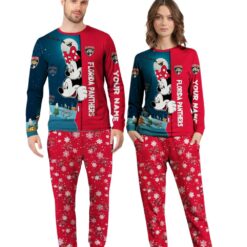 Custom Name Florida Panthers Cartoon Mouse Couple Christmas Matching Pajamas Set image Custom Name Florida Panthers Cartoon Mouse Couple Christmas Matching Pajamas Set Product Photo 4