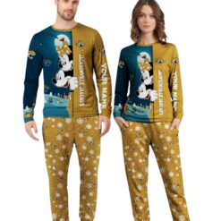 Custom Name Jacksonville Jaguars Cartoon Mouse Couple Christmas Matching Pajamas Set image Custom Name Jacksonville Jaguars Cartoon Mouse Couple Christmas Matching Pajamas Set Product Photo 2