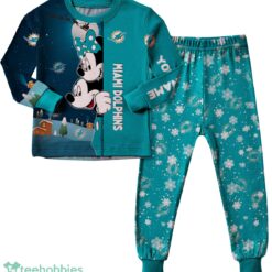 Custom Name Miami Dolphins Cartoon Mouse Couple Christmas Matching Pajamas Set image Custom Name Miami Dolphins Cartoon Mouse Couple Christmas Matching Pajamas Set Product Photo 2