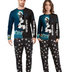 Custom Name Miami Marlins Cartoon Mouse Couple Christmas Matching Pajamas Set image Custom Name Miami Marlins Cartoon Mouse Couple Christmas Matching Pajamas Set Product Photo 3