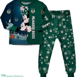 Custom Name Milwaukee Bucks Cartoon Mouse Couple Christmas Matching Pajamas Set image Custom Name Milwaukee Bucks Cartoon Mouse Couple Christmas Matching Pajamas Set Product Photo 2