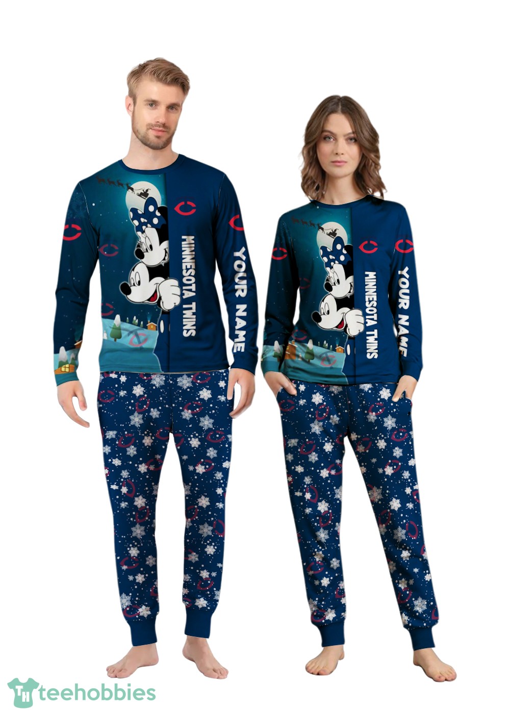Custom Name Minnesota Twins Cartoon Mouse Couple Christmas Matching Pajamas Set Custom Name Minnesota Twins Cartoon Mouse Couple Christmas Matching Pajamas Set Product Photo 4