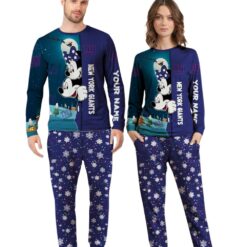 Custom Name New York Giants Cartoon Mouse Couple Christmas Matching Pajamas Set image Custom Name New York Giants Cartoon Mouse Couple Christmas Matching Pajamas Set Product Photo 4