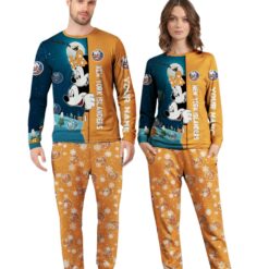 Custom Name New York Islanders Cartoon Mouse Couple Christmas Matching Pajamas Set image Custom Name New York Islanders Cartoon Mouse Couple Christmas Matching Pajamas Set Product Photo 3