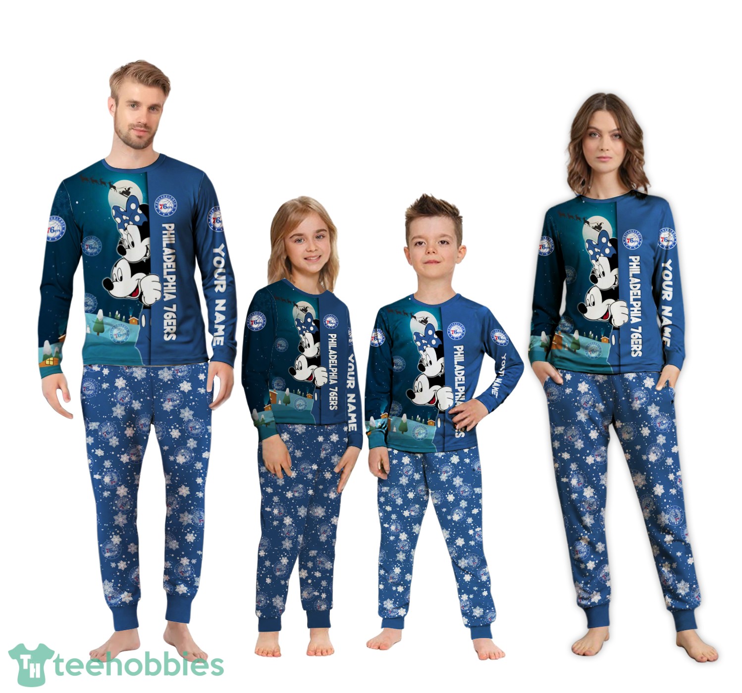 Custom Name Philadelphia 76ers Cartoon Mouse Couple Christmas Matching Pajamas Set image Custom Name Philadelphia 76ers Cartoon Mouse Couple Christmas Matching Pajamas Set Product Photo 4