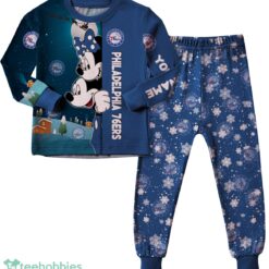 Custom Name Philadelphia 76ers Cartoon Mouse Couple Christmas Matching Pajamas Set image Custom Name Philadelphia 76ers Cartoon Mouse Couple Christmas Matching Pajamas Set Product Photo 2