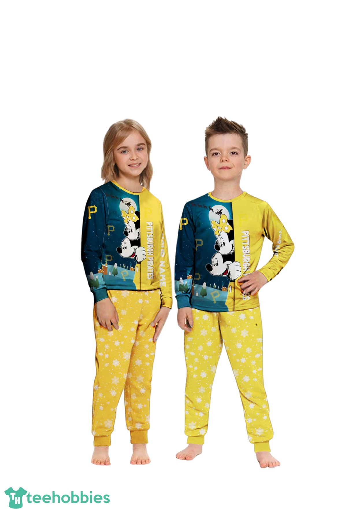 Custom Name Pittsburgh Pirates Cartoon Mouse Couple Christmas Matching Pajamas Set image Custom Name Pittsburgh Pirates Cartoon Mouse Couple Christmas Matching Pajamas Set Product Photo 1