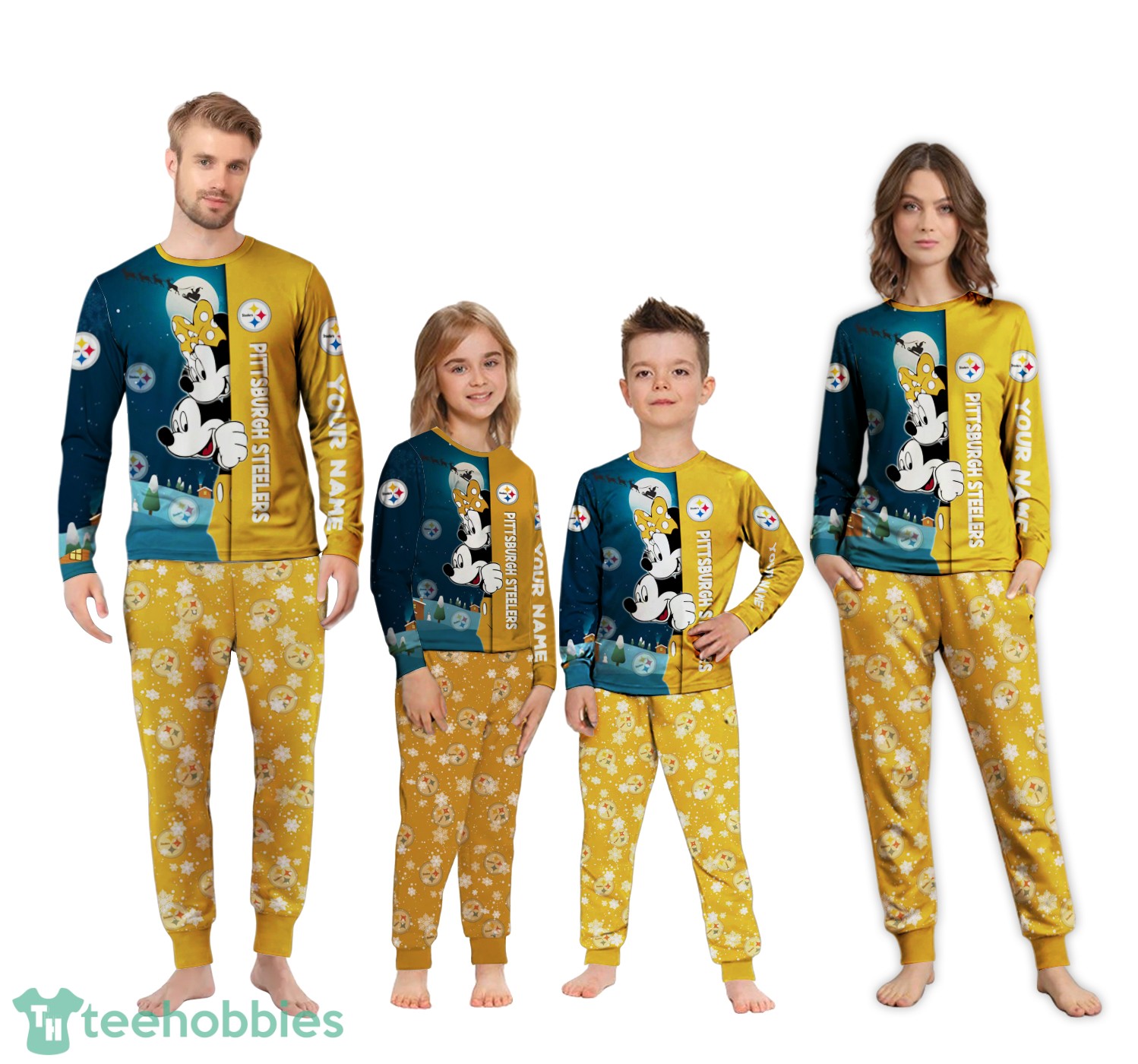 Custom Name Pittsburgh Steelers Cartoon Mouse Couple Christmas Matching Pajamas Set image Custom Name Pittsburgh Steelers Cartoon Mouse Couple Christmas Matching Pajamas Set Product Photo 4
