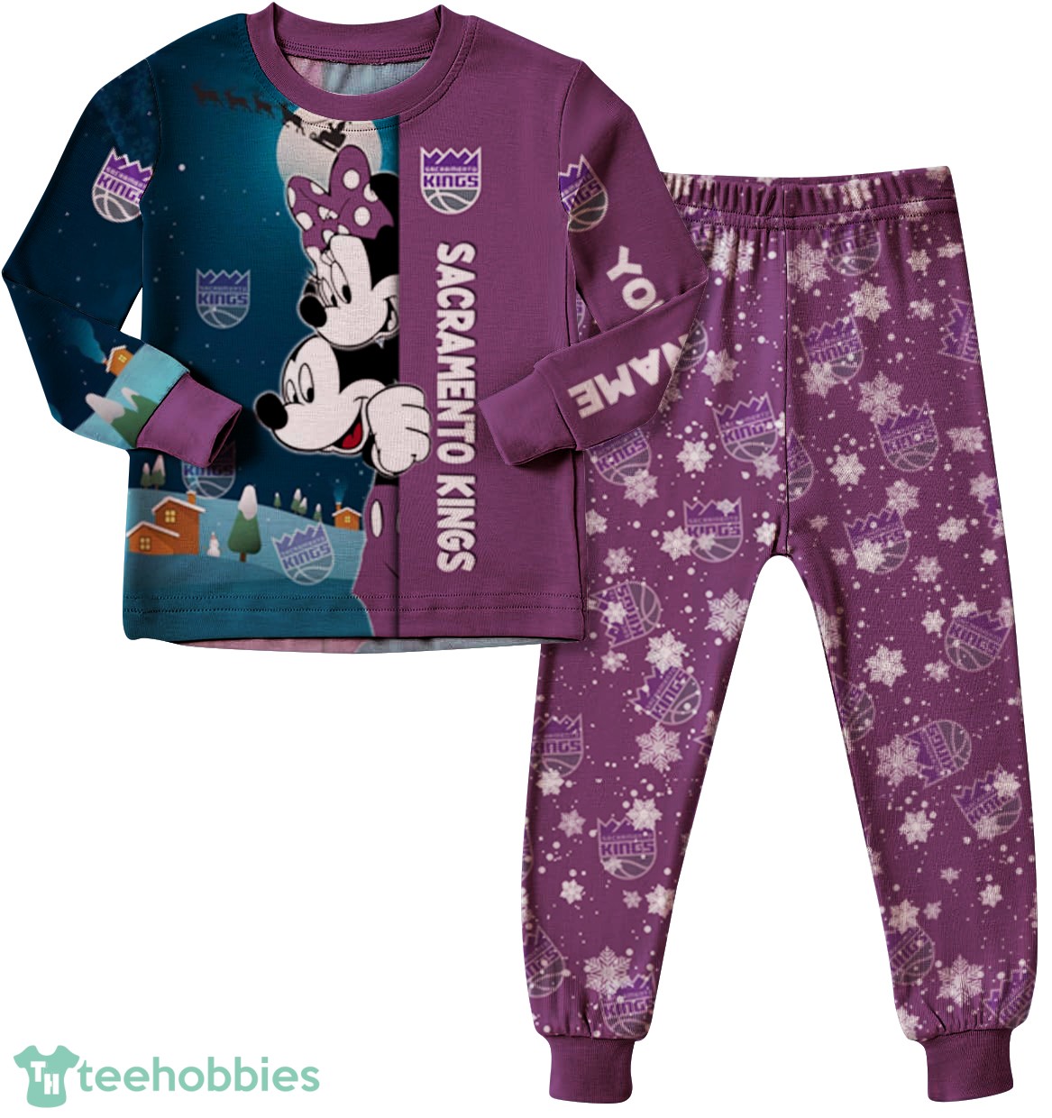 Custom Name Sacramento Kings Cartoon Mouse Couple Christmas Matching Pajamas Set image Custom Name Sacramento Kings Cartoon Mouse Couple Christmas Matching Pajamas Set Product Photo 2