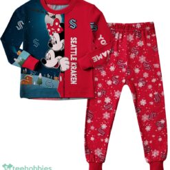 Custom Name Seattle Kraken Cartoon Mouse Couple Christmas Matching Pajamas Set image Custom Name Seattle Kraken Cartoon Mouse Couple Christmas Matching Pajamas Set Product Photo 3