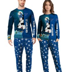 Custom Name St Louis Blues Cartoon Mouse Couple Christmas Matching Pajamas Set image Custom Name St Louis Blues Cartoon Mouse Couple Christmas Matching Pajamas Set Product Photo 4