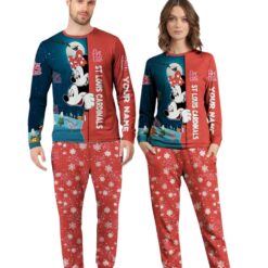 Custom Name St Louis Cardinals Cartoon Mouse Couple Christmas Matching Pajamas Set image Custom Name St Louis Cardinals Cartoon Mouse Couple Christmas Matching Pajamas Set Product Photo 3