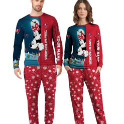 Custom Name Tampa Bay Buccaneers Cartoon Mouse Couple Christmas Matching Pajamas Set image Custom Name Tampa Bay Buccaneers Cartoon Mouse Couple Christmas Matching Pajamas Set Product Photo 2