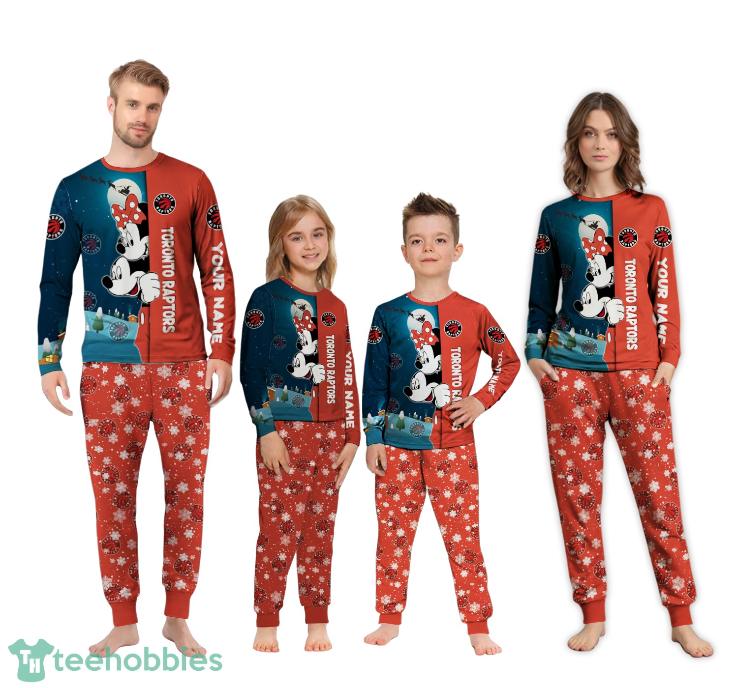 Custom Name Toronto Raptors Cartoon Mouse Couple Christmas Matching Pajamas Set Custom Name Toronto Raptors Cartoon Mouse Couple Christmas Matching Pajamas Set Product Photo 3