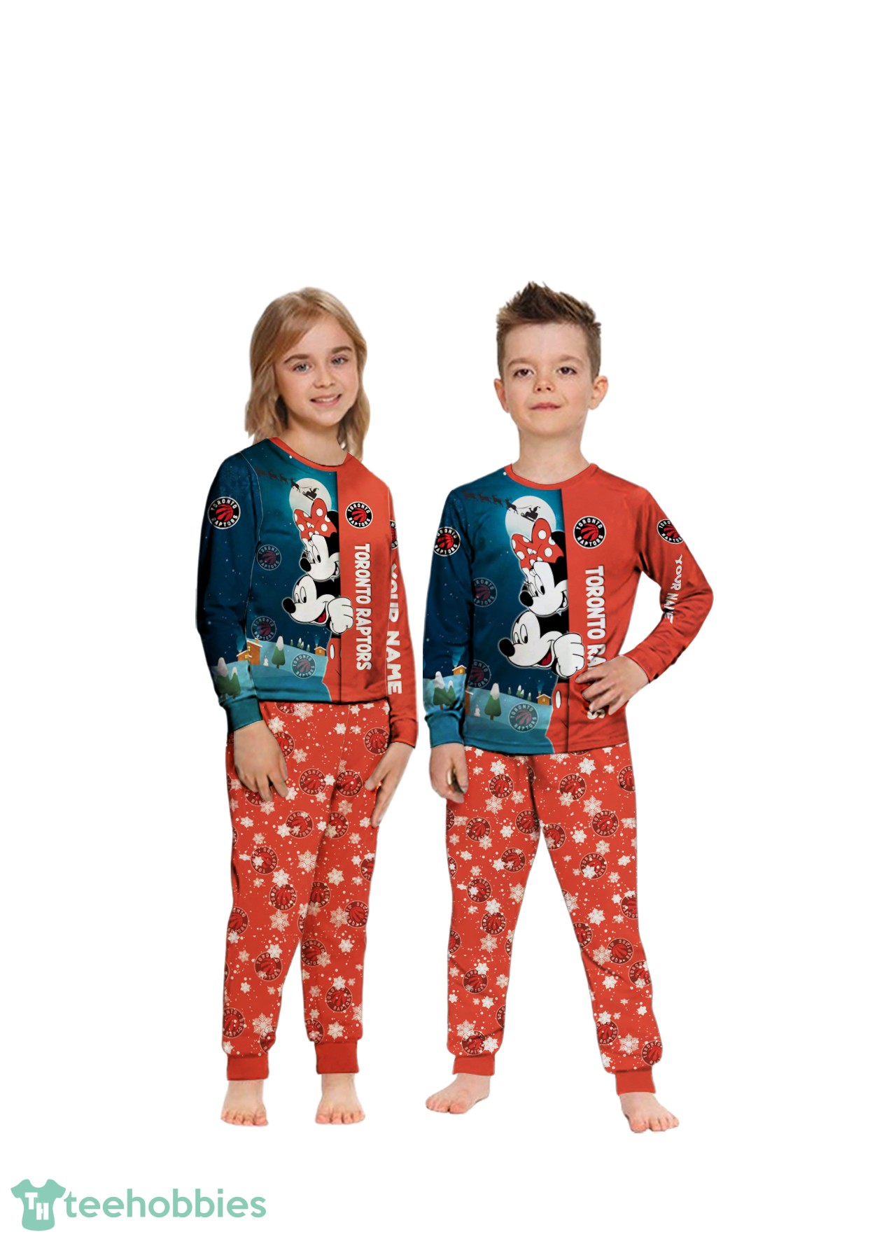 Custom Name Toronto Raptors Cartoon Mouse Couple Christmas Matching Pajamas Set Custom Name Toronto Raptors Cartoon Mouse Couple Christmas Matching Pajamas Set Product Photo 1