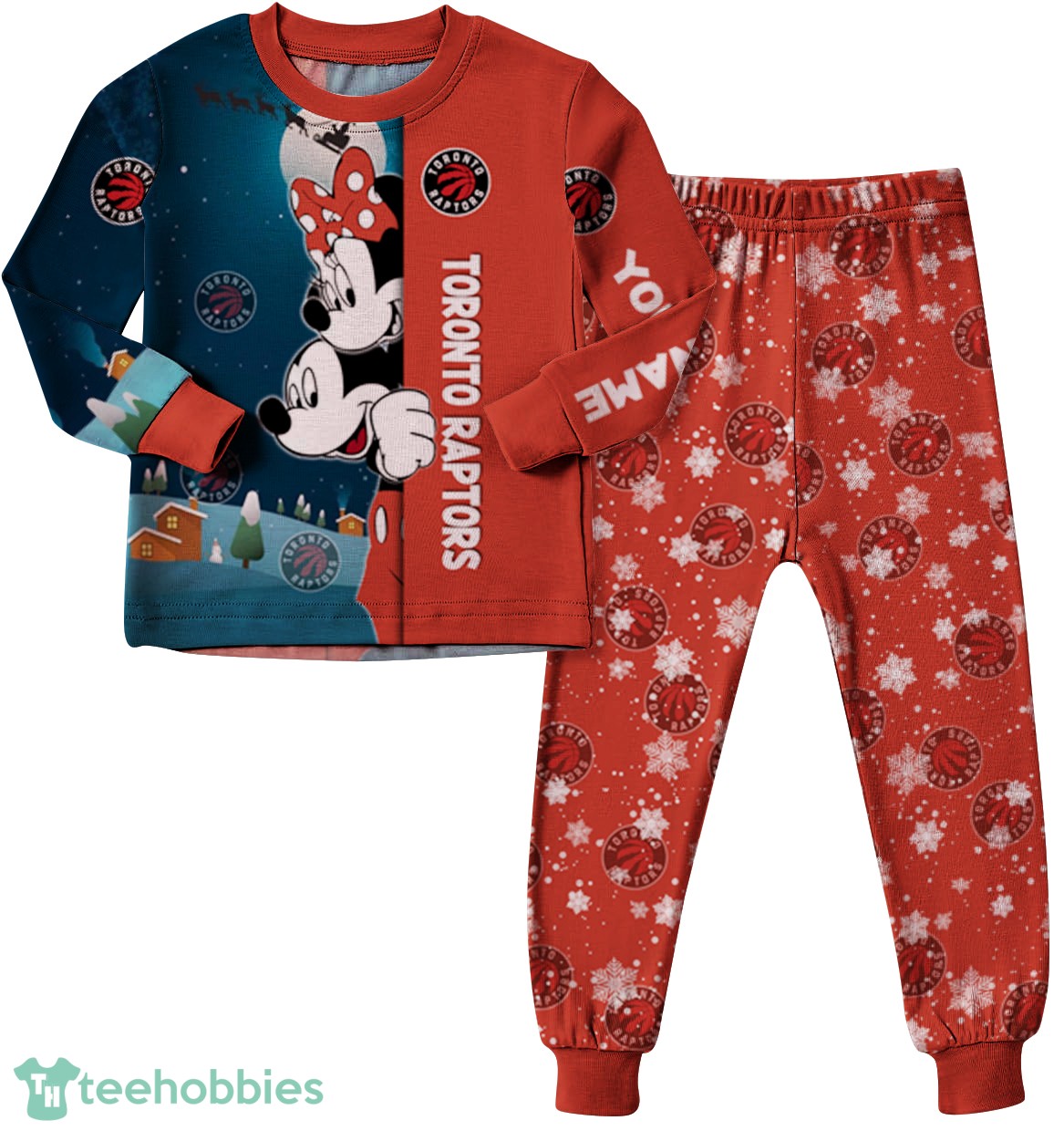 Custom Name Toronto Raptors Cartoon Mouse Couple Christmas Matching Pajamas Set Custom Name Toronto Raptors Cartoon Mouse Couple Christmas Matching Pajamas Set Product Photo 4