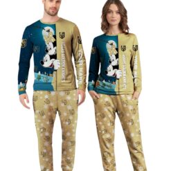 Custom Name Vegas Golden Knights Cartoon Mouse Couple Christmas Matching Pajamas Set image Custom Name Vegas Golden Knights Cartoon Mouse Couple Christmas Matching Pajamas Set Product Photo 4