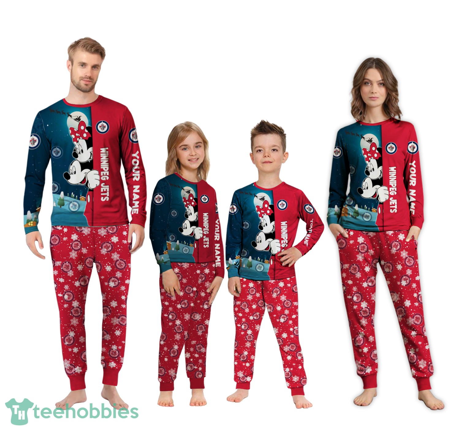 Custom Name Winnipeg Jets Cartoon Mouse Couple Christmas Matching Pajamas Set Custom Name Winnipeg Jets Cartoon Mouse Couple Christmas Matching Pajamas Set Product Photo 4