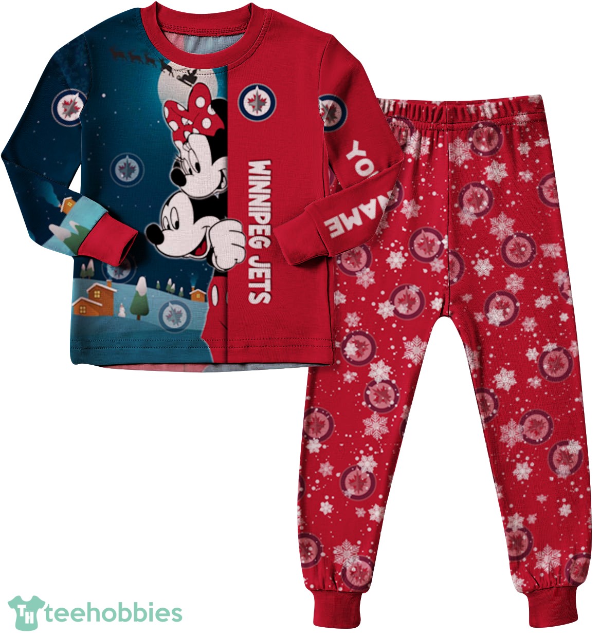 Custom Name Winnipeg Jets Cartoon Mouse Couple Christmas Matching Pajamas Set Custom Name Winnipeg Jets Cartoon Mouse Couple Christmas Matching Pajamas Set Product Photo 2