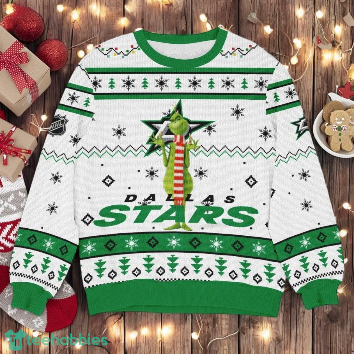 Dallas Stars NHL Grinch Ugly Christmas Sweater Team Holiday Christmas Gift Dallas Stars NHL Grinch Ugly Christmas Sweater Team Holiday Christmas Gift Product Photo 1