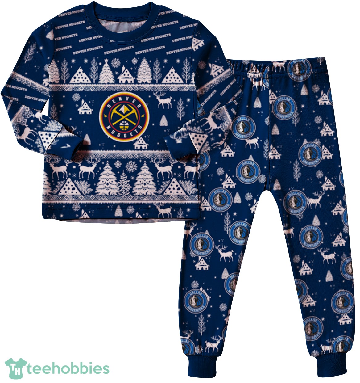 Denver Nuggets Christmas Pattern Family Matching Pajamas Sets Best Gift For Christmas image Denver Nuggets Christmas Pattern Family Matching Pajamas Sets Best Gift For Christmas Product Photo 2