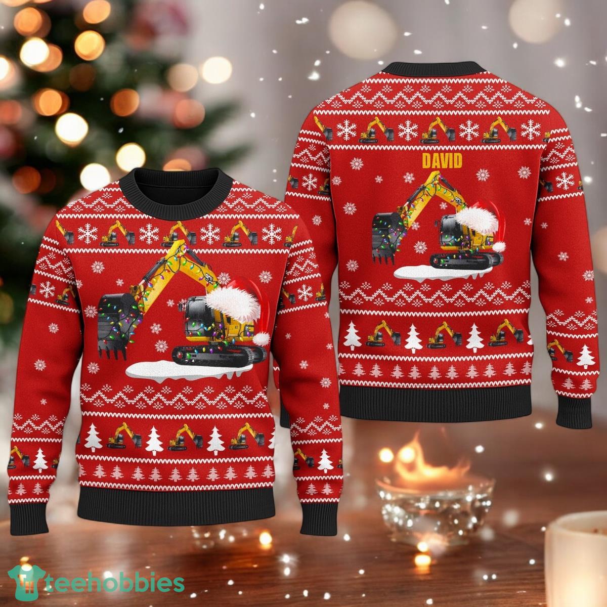 Excavator Christmas Ugly Sweater Christmas Construction Sweater image Excavator Christmas Ugly Sweater Christmas Construction Sweater Product Photo 1