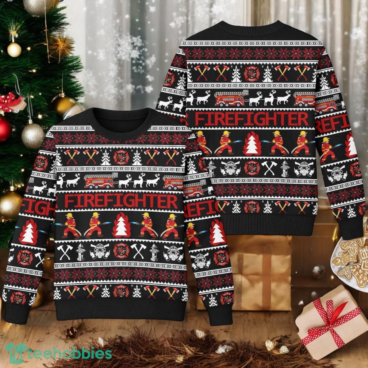 Firefighter 3D Ugly Christmas Sweater All Over Print Unisex Ugly Christmas 3D Sweater Christmas Gift Idea image Firefighter 3D Ugly Christmas Sweater All Over Print Unisex Ugly Christmas 3D Sweater Christmas Gift Idea Product Photo 1