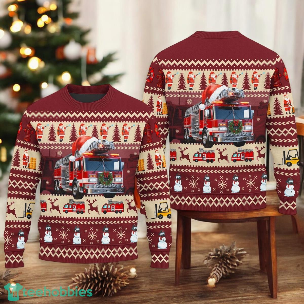 Firefighter Ugly Christmas Sweater Firefighter Jobs Christmas Ugly Sweater image Firefighter Ugly Christmas Sweater Firefighter Jobs Christmas Ugly Sweater Product Photo 1