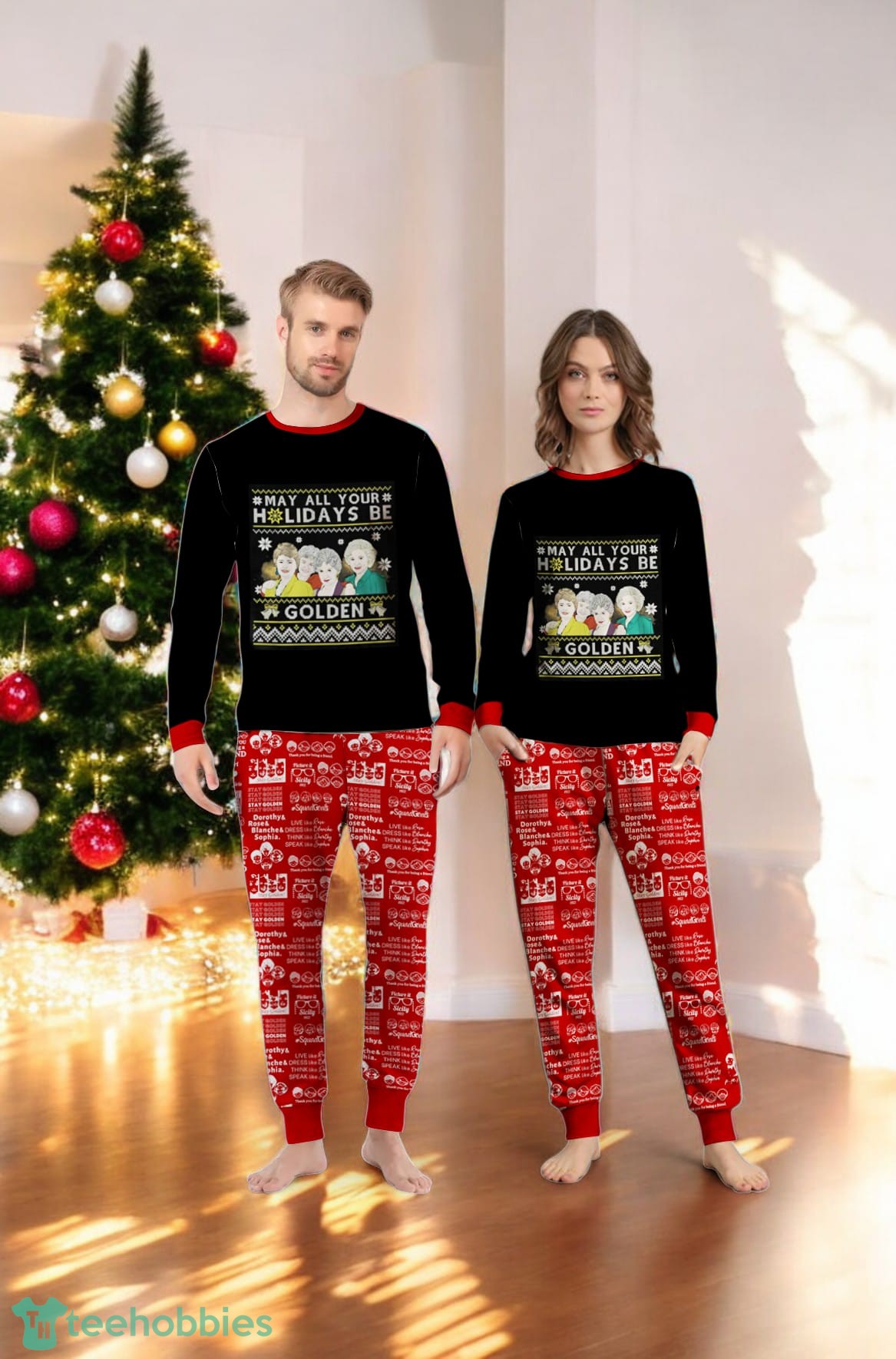 Golden Girls May All Your Holidays Be Golden Christmas Family Matching Pajamas Set image Golden Girls May All Your Holidays Be Golden Christmas Family Matching Pajamas Set Product Photo 4