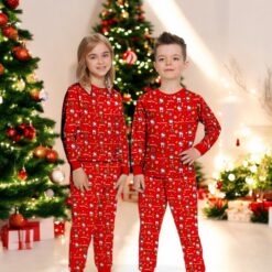 Great Christmas Hello Kitty Pattern Red Family Matching Pajama Set image Great Christmas Hello Kitty Pattern Red Family Matching Pajama Set Product Photo 4