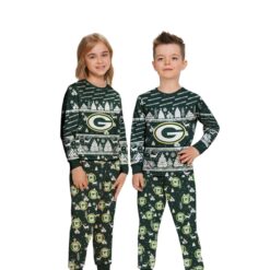 Green Bay Packers Christmas Pattern Family Matching Pajamas Sets Best Gift For Christmas image Green Bay Packers Christmas Pattern Family Matching Pajamas Sets Best Gift For Christmas Product Photo 2